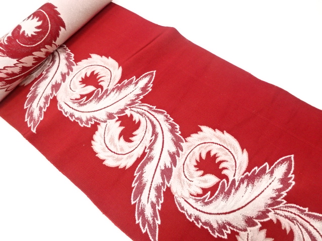 JAPANESE KIMONO / ANTIQUE BOLT FOR HASSUN OBI / WOVEN PLANTS